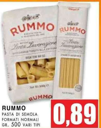 La Mimosa Supermercati RUMMO PASTA DI SEMOLA FORMATI NORMALI GR. 500 VARI TIPI offerta