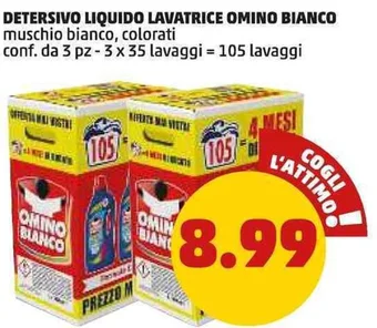 PENNY DETERSIVO LIQUIDO LAVATRICE OMINO BIANCO muschio bianco, colorati conf. da 3 pz - 3 x 35 lavaggi = 105 lavaggi offerta