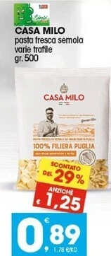 Quick Sisa Casa milo pasta fresca semola offerta