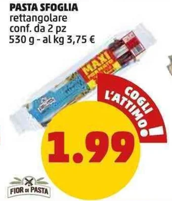 PENNY PASTA SFOGLIA rettangolare conf. da 2 pz 530 g offerta