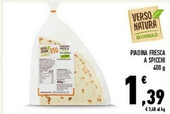 Conad Conad - Piadina Fresca A Spicchi Senza Conservanti Veg Verso Natura 400 G(ml) offerta