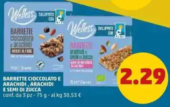 PENNY BARRETTE CIOCCOLATO E ARACHIDI, ARACHIDI E SEMI DI ZUCCA conf. da 3 pz, 75 g offerta