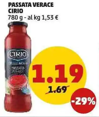 PENNY PASSATA VERACE CIRIO 780 g offerta