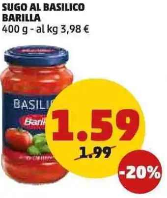 PENNY SUGO AL BASILICO BARILLA 400 g offerta