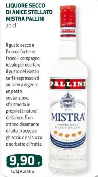 Coop LIQUORE SECCO DI ANICE STELLATO MISTRÀ PALLINI 70 cl offerta