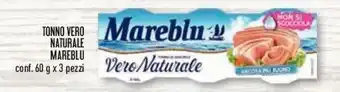 Conad Mareblu Tonno Vero Naturale 60g x3 pezzi offerta