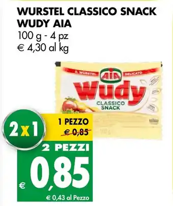 Tigros WURSTEL CLASSICO SNACK WUDY AIA 100 g - 4 pz offerta