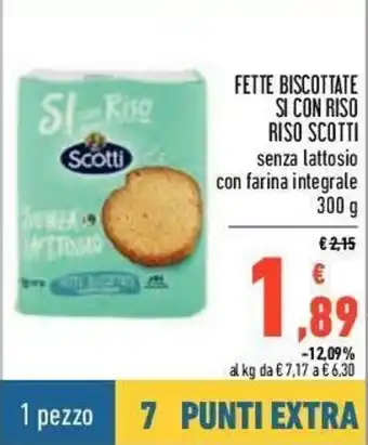 Conad Scotti Riso Fette Biscottate Si con Riso 300g offerta
