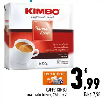 Conad City CAFFE' KIMBO macinato fresco, 250 g x 2 offerta