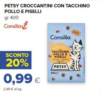 Tigre PETSY CROCCANTINI CON TACCHINO POLLO E PISELLI gr 400 Consilia offerta