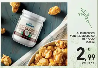 Conad OLIO DI COCCO VERGINE BIOLOGICO BENVOLIO 200 ml offerta
