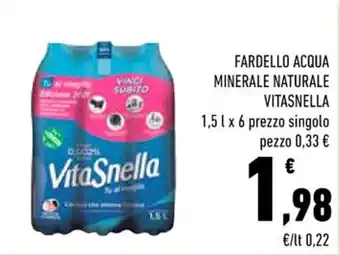 Conad City FARDELLO ACQUA MINERALE NATURALE VITASNELLA 1,5 l x 6 offerta