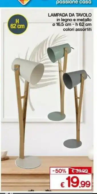Satur Lampada Da Tavolo In Legno E Metallo offerta