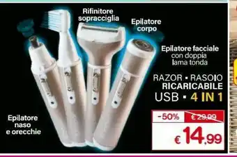 Satur Razor Rasoio Ricaricabile offerta