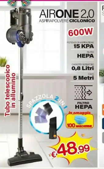 Satur Kooper Airone 2.0 Aspirapolvere Ciclonico 600W offerta