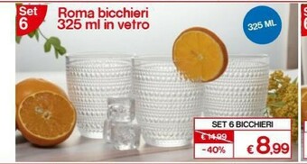 Satur Roma Bicchieri 325 Ml In Vetro offerta