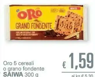 Unes Saiwa Oro Grano Fondente Frollino Integrale Con Gocce Di Cioccolato Fondente 300 G(ml) offerta