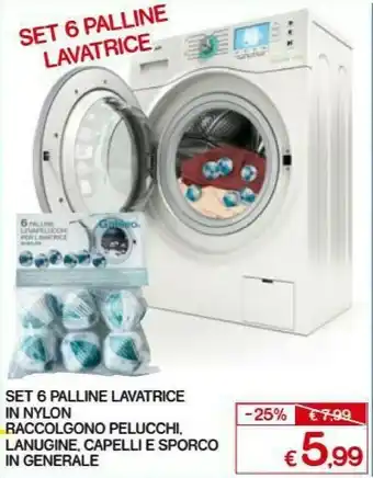 Satur Set 6 Palline Lavatrice In Nylon offerta