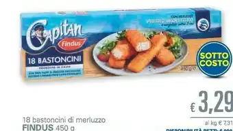 Unes Findus 18 Bastoncini Con 100% Filetti Di Merluzzo 450 G(ml) offerta