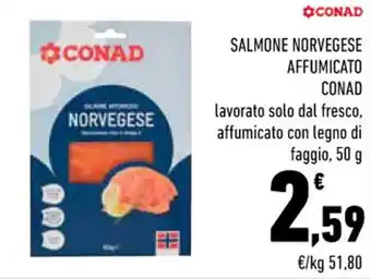 Conad City SALMONE NORVEGESE AFFUMICATO CONAD 50 g offerta