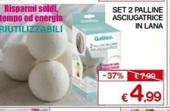 Satur Set 2 Palline Asciugatrice In Lana offerta