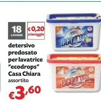 Pam Casa Chiara Detersivo Predosato Per Lavatrice Ecodrops offerta