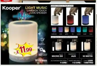 Kooper Light Music Lampada Touch Con Speaker