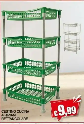 Satur Cestino Cucina 4 Ripiani Rettangolare offerta