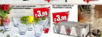Satur Set 6 Bicchieri Bolle Trasparenti offerta