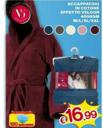 Satur Accappatoio In Cotone Effetto Velour offerta