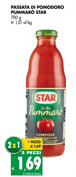 Tigros PASSATA DI POMODORO PUMMARÒ STAR 700 g offerta