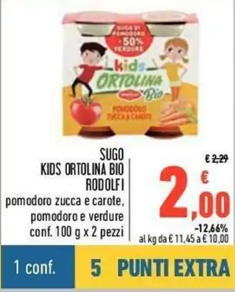 Conad Rodolfi Sugo Kids Ortolina Bio 100g x 2 pezzi offerta
