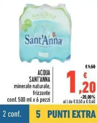 Conad Sant'Anna Acqua 500ml x 6 pezzi offerta
