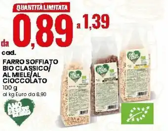Eurospin Farro Soffiato Bio Classico/Al Miele/Al Cioccolato 100g offerta
