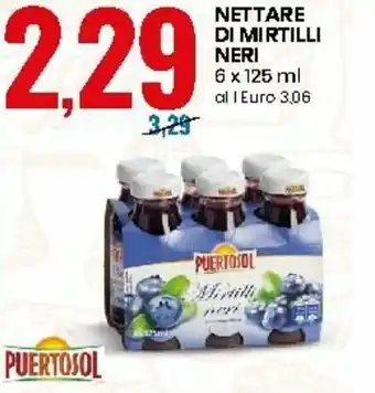 Eurospin Puertosol Nettare di Mirtilli Neri 6x125ml offerta