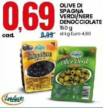 Eurospin Olive di Spagna Verdi/Nere Denocciolate 150g offerta