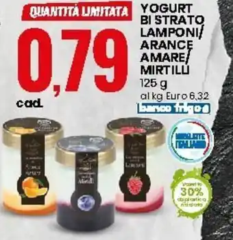 Eurospin Yogurt Bi Strato Lamponi/Arance Amare/Mirtilli 125g offerta