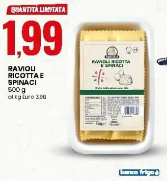 Eurospin Ravioli Ricotta e Spinaci 500g offerta