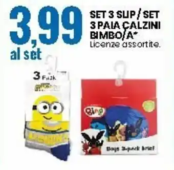 Eurospin Set 3 Slip/Set 3 Paia Calzini Bimbo/A offerta