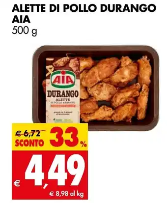 Tigros ALETTE DI POLLO DURANGO AIA 500 g offerta