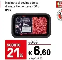 Iper La Grande Iper macinata di bovino adulto di razza piemontese offerta
