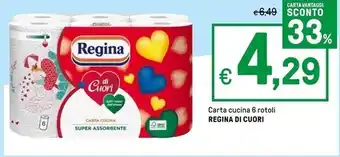 Iper La Grande Regina carta cucina di cuori offerta