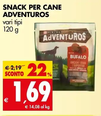 Tigros SNACK PER CANE ADVENTUROS vari tipi 120 g offerta