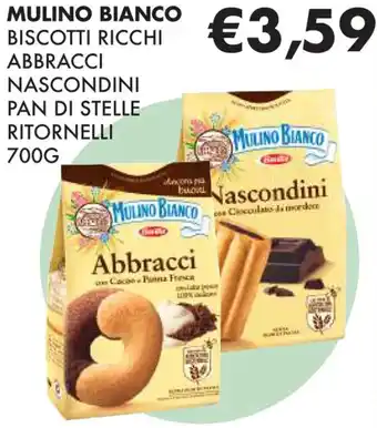 Eté MULINO BIANCO BISCOTTI RICCHI ABBRACCI NASCONDINI PAN DI STELLE RITORNELLI 700 g offerta