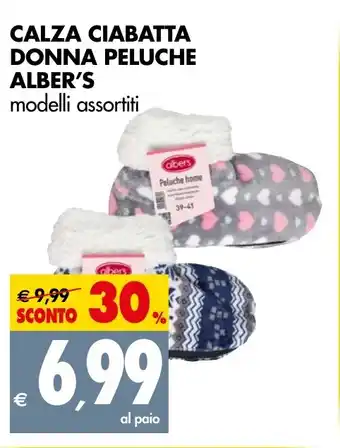 Tigros CALZA CIABATTA DONNA PELUCHE ALBER'S modelli assortiti offerta