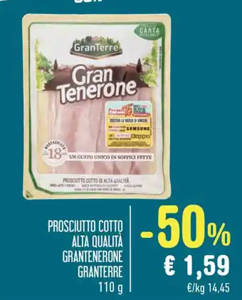 Spazio Conad PROSCIUTTO COTTO ALTA QUALITA GRANTENERONE GRANTERRE 110 g offerta