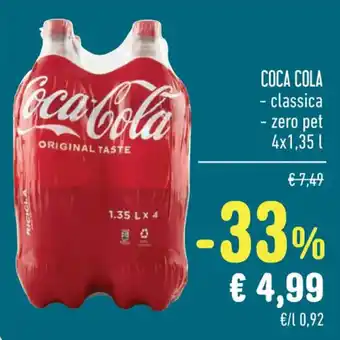 Spazio Conad COCA COLA - classica - zero pet 4x1,35 l offerta