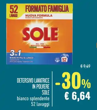Spazio Conad DETERSIVO LAVATRICE IN POLVERE SOLE bianco splendente 52 lavaggi offerta