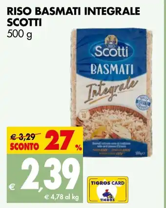 Tigros RISO BASMATI INTEGRALE SCOTTI 500 g offerta