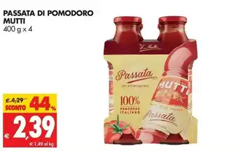 Tigros Mutti Passata Di Pomodoro 400 G(ml) offerta